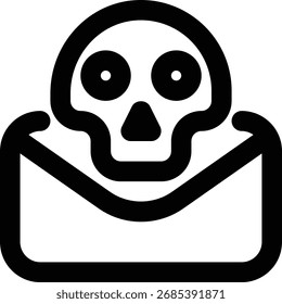 Hackeo de correo electrónico, icono de esquema de ataque cibernético