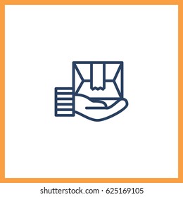 E-mail in hand icon. Hand holds envelope vector
