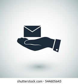 email in hand icon, vector best flat icon, EPS