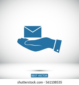 email in hand icon, vector best flat icon, EPS