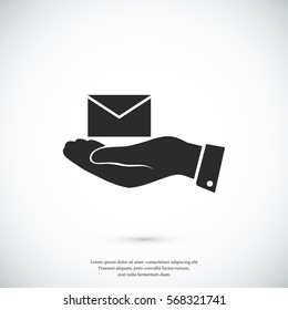 email in hand icon, vector best flat icon, EPS