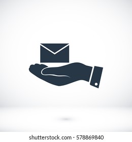 email in hand icon, vector best flat icon, EPS
