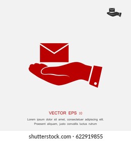 email in hand icon, vector best flat icon, EPS