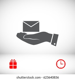 email in hand icon, vector best flat icon, EPS