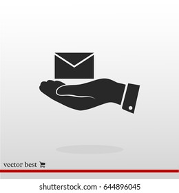 email in hand icon, vector best flat icon, EPS