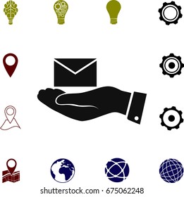 email in hand icon, vector best flat icon, EPS