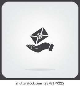 E-Mail in hand, vector icon illustration. Flat design style