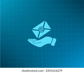 E-Mail in hand, vector icon illustration. Flat design style