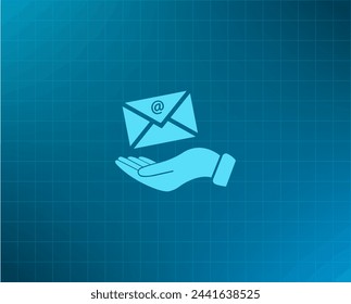 E-Mail in hand, vector icon illustration. Flat design style