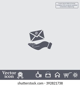 E-Mail in hand, vector icon illustration. Flat design style