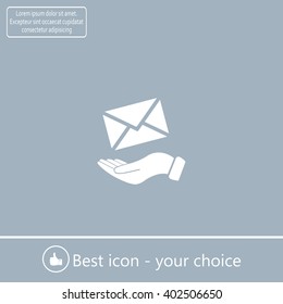 E-Mail in hand, vector icon illustration. Flat design style