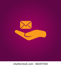 E-Mail in hand, vector icon illustration