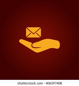 E-Mail in hand, vector icon illustration