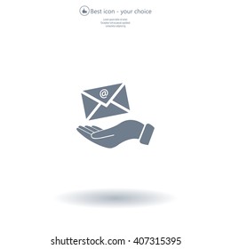 E-Mail in hand, vector icon illustration. Flat design style