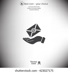 E-Mail in hand, vector icon illustration. Flat design style