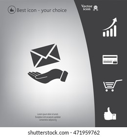 E-Mail in hand, vector icon illustration. Flat design style