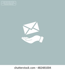 E-Mail in hand, vector icon illustration. Flat design style