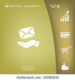E-Mail in hand, vector icon illustration. Flat design style
