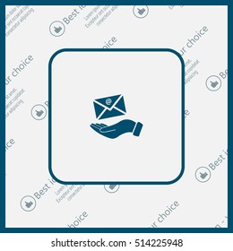 E-Mail in hand, vector icon illustration. Flat design style
