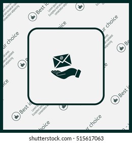 E-Mail in hand, vector icon illustration. Flat design style