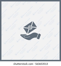 E-Mail in hand, vector icon illustration. Flat design style