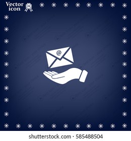 E-Mail in hand, vector icon illustration. Flat design style