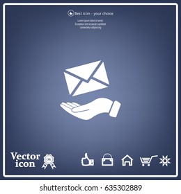 E-Mail in hand, vector icon illustration. Flat design style
