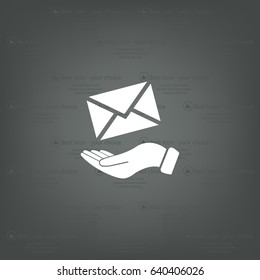 E-Mail in hand, vector icon illustration. Flat design style