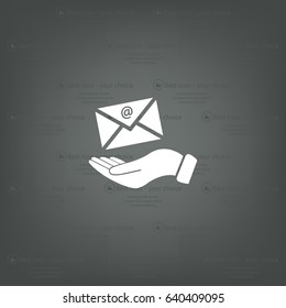 E-Mail in hand, vector icon illustration. Flat design style