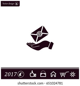 E-Mail in hand, vector icon illustration. Flat design style