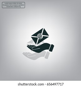 E-Mail in hand, vector icon illustration. Flat design style