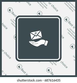 E-Mail in hand, vector icon illustration. Flat design style