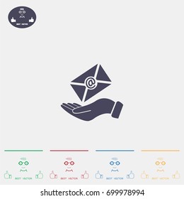 E-Mail in hand, vector icon illustration. Flat design style