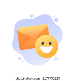 email and happy emoji icon, vector design