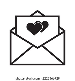 Email heart love message icon | Black Vector illustration |