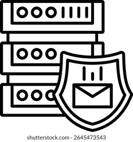 Ícone de vetor de hospedagem de email. Pode ser usado para impressão, aplicativos móveis e da Web.