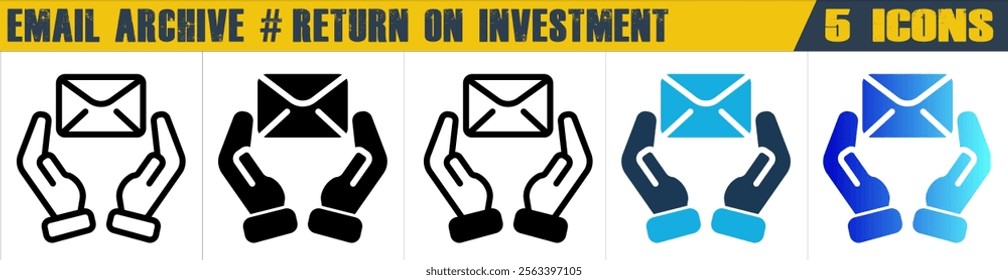 Email icon with 5 styles (outline, solid, mixed, duotone and solid gradient)