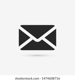 Email icon. Black envelope pictogram. Vector message symbol. Correspondence address button for send letter. Website chat button. 