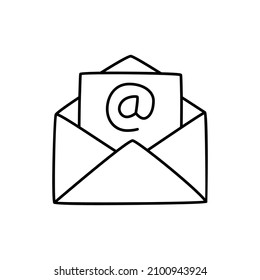 Email Icon  in black line style icon, style isolated on white background