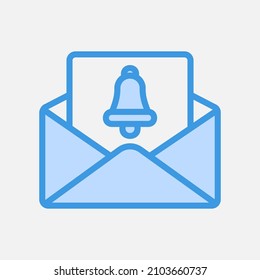 Icono de correo electrónico en azul sobre medios sociales, uso para presentación de aplicaciones móviles en sitios web