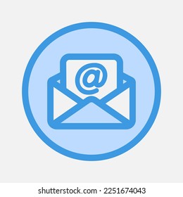 Email icon in blue style about essentials, use for website mobile app presentation