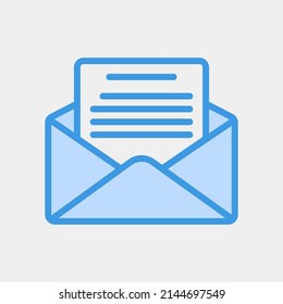 Icono de correo electrónico en azul, uso para presentación de aplicaciones móviles del sitio web