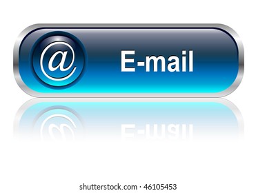 Correo electrónico, icono, botón, brillo azul con sombra