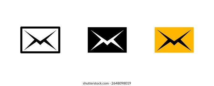 Email icon. Closed envelope symbol with sharp angular style vector illustration. Incoming mail or unread message symbol. Used in UI alerts and communication tools sign. Envelope pictogram.