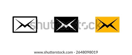Email icon. Closed envelope symbol with sharp angular style vector illustration. Incoming mail or unread message symbol. Used in UI alerts and communication tools sign. Envelope pictogram.