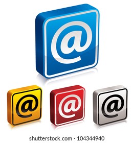Email Icon with color versions set, 3d vector symbol.