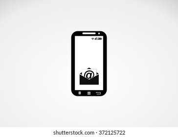 Email icon coming in a mobile phone. Vector.