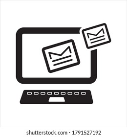 E-mail icon. Computer with email icon