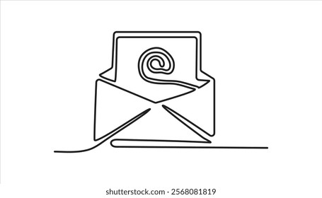 email icon continuous one line drawing
