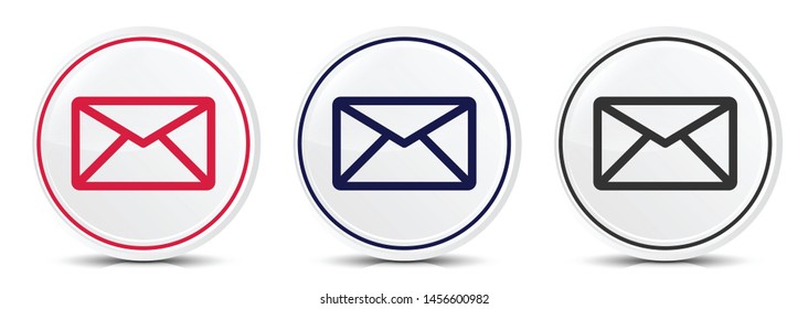 Email icon crystal flat round button set illustration design isolated on white background